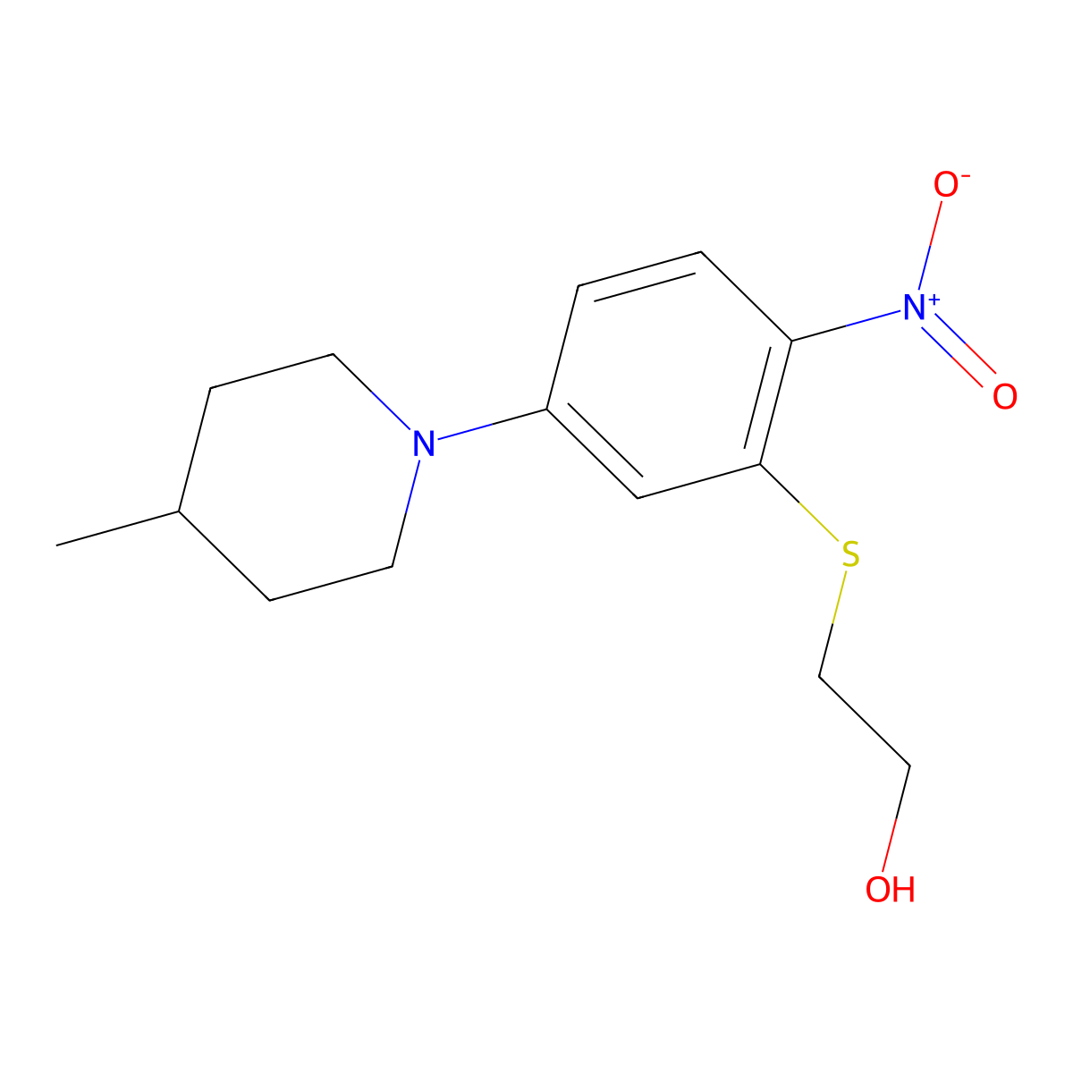 2-[5-(4-Methylpiperidin-1-yl)-2-nitrophenyl]sulfanylethanol molecular structure, CAS 311784-54-0
