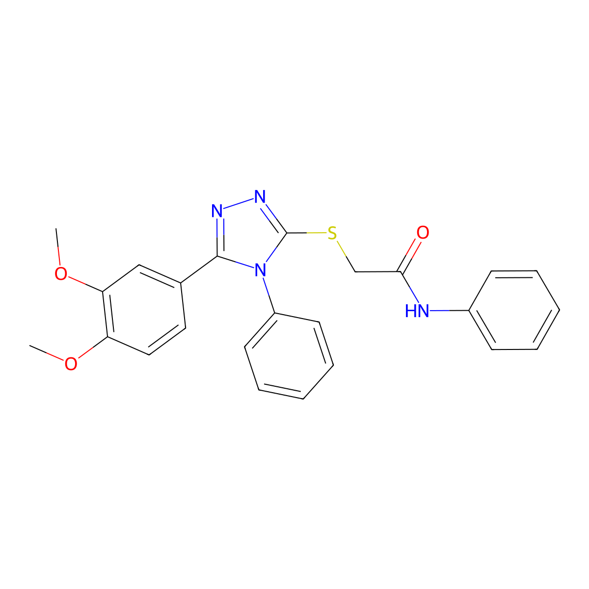 2-{[5-(3,4-dimethoxyphenyl)-4-phenyl-4H-1,2,4-triazol-3-yl]sulfanyl}-N-phenylacetamide molecular structure, CAS 311784-69-7
