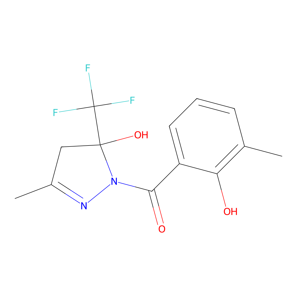 (2-hydroxy-3-methylphenyl)-[5-hydroxy-3-methyl-5-(trifluoromethyl)-4H-pyrazol-1-yl]methanone molecular structure, CAS 311784-95-9