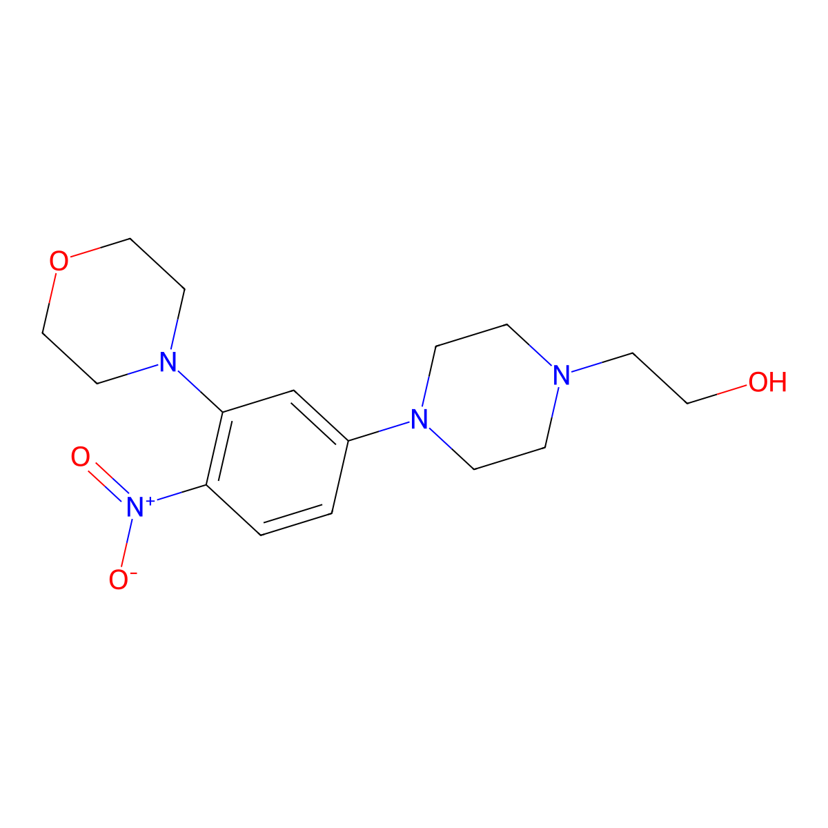 2-[4-(3-Morpholin-4-yl-4-nitrophenyl)piperazin-1-yl]ethanol molecular structure, CAS 311785-18-9
