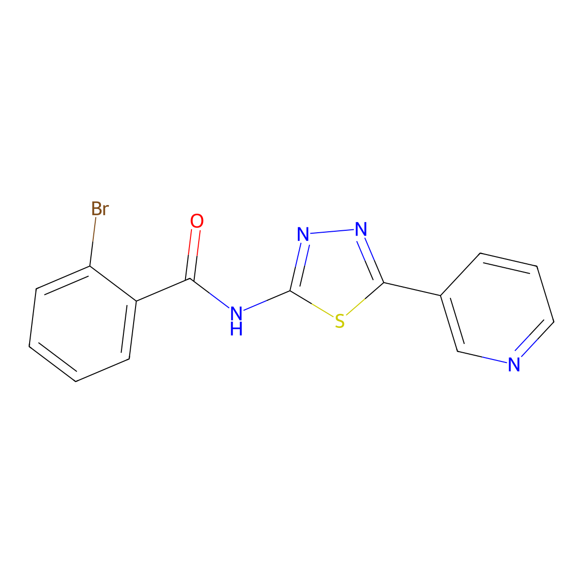 2-bromo-N-(5-pyridin-3-yl-1,3,4-thiadiazol-2-yl)benzamide molecular structure, CAS 311785-19-0