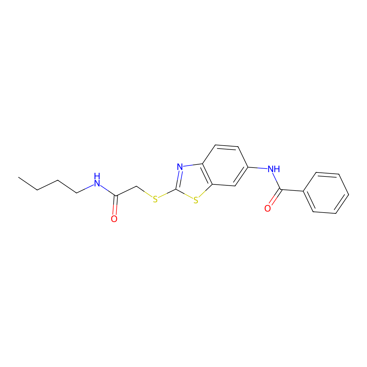 N-[2-[2-(butylamino)-2-oxoethyl]sulfanyl-1,3-benzothiazol-6-yl]benzamide molecular structure, CAS 311785-21-4