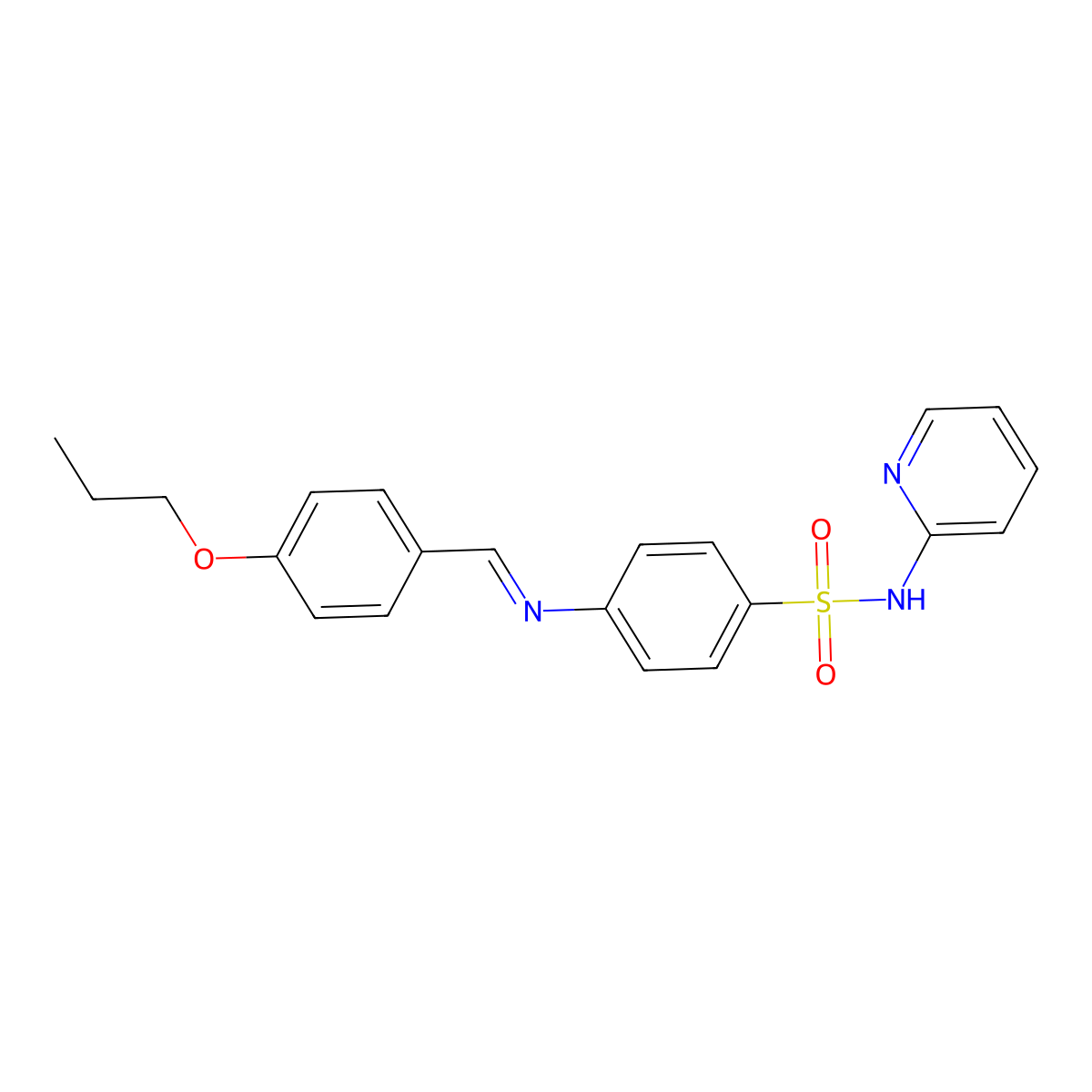 4-[(4-propoxybenzylidene)amino]-N-(2-pyridinyl)benzenesulfonamide molecular structure, CAS 311785-29-2