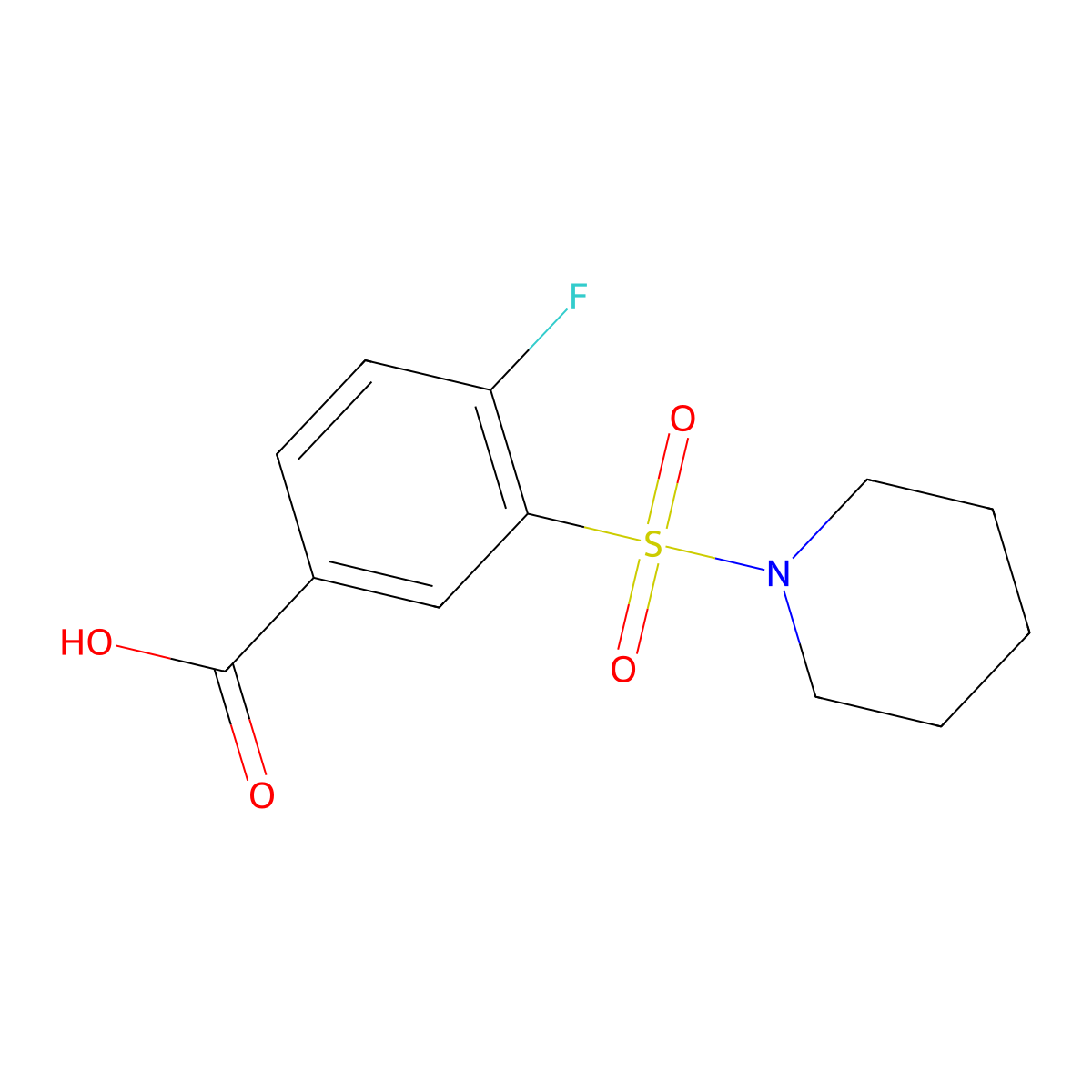 4-Fluoro-3-(1-piperidinylsulfonyl)benzoic acid molecular structure, CAS 311785-51-0