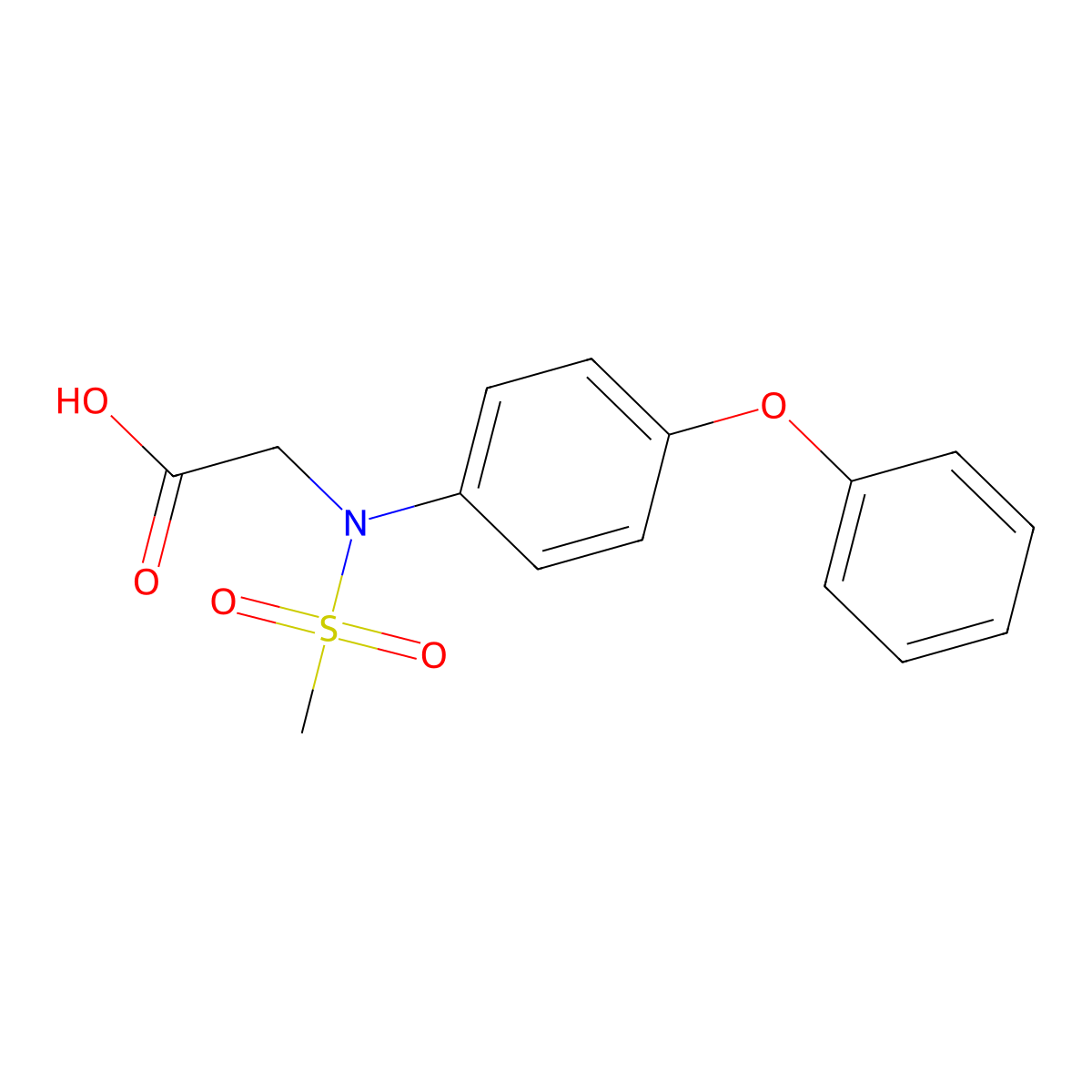 N-(methylsulfonyl)-N-(4-phenoxyphenyl)glycine molecular structure, CAS 311785-68-9