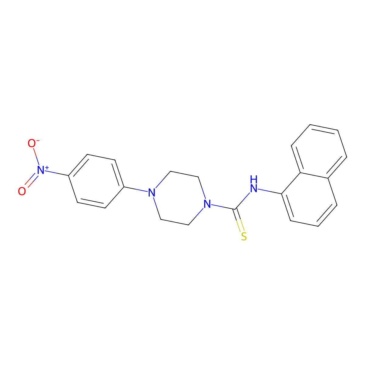 N-(naphthalen-1-yl)-4-(4-nitrophenyl)piperazine-1-carbothioamide molecular structure, CAS 311786-09-1
