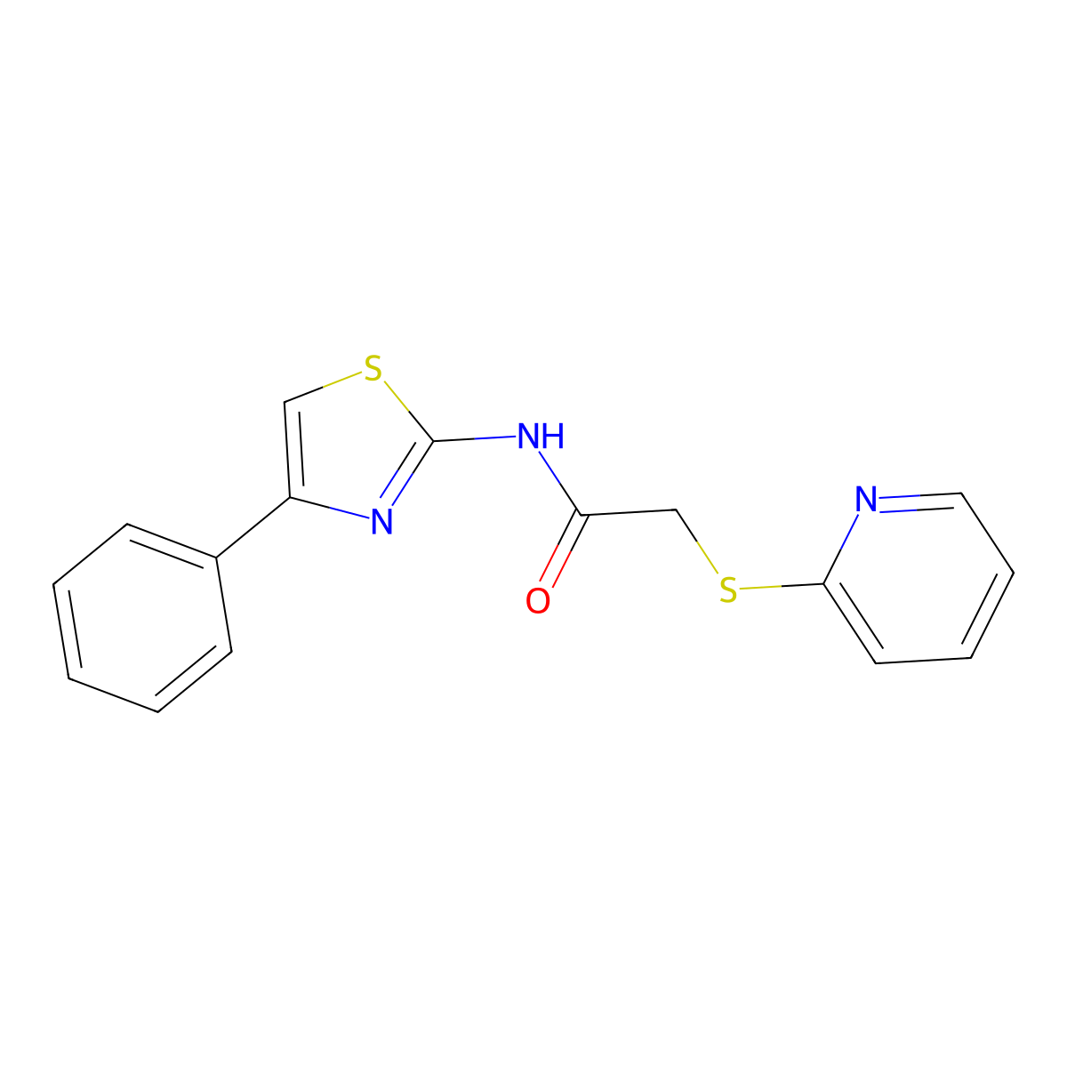 N-(4-phenyl-1,3-thiazol-2-yl)-2-(pyridin-2-ylthio)acetamide molecular structure, CAS 311787-53-8