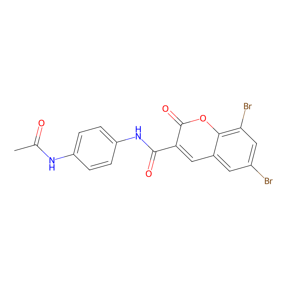 N-[4-(acetylamino)phenyl]-6,8-dibromo-2-oxo-2H-chromene-3-carboxamide molecular structure, CAS 311787-90-3
