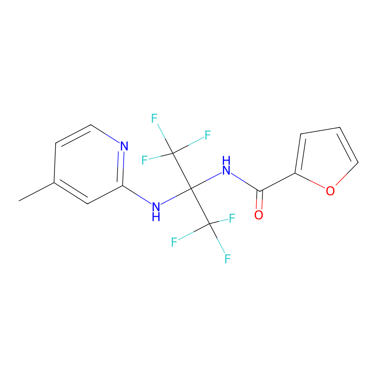 N-[1,1,1,3,3,3-hexafluoro-2-[(4-methylpyridin-2-yl)amino]propan-2-yl]furan-2-carboxamide molecular structure, CAS 311788-15-5