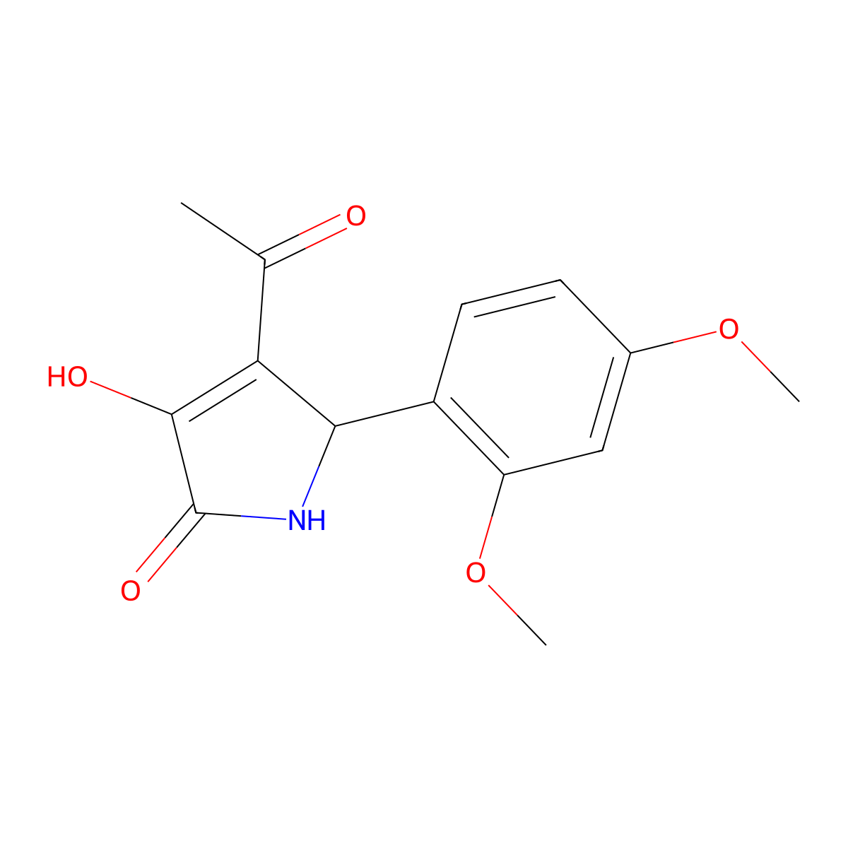 3-Acetyl-2-(2,4-dimethoxyphenyl)-4-hydroxy-1,2-dihydropyrrol-5-one molecular structure, CAS 311789-44-3