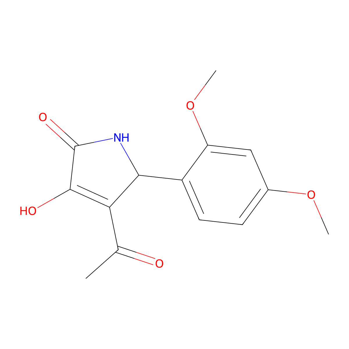 3-Acetyl-2-(2,4-dimethoxyphenyl)-4-hydroxy-1,2-dihydropyrrol-5-one molecular structure, CAS 311789-44-3