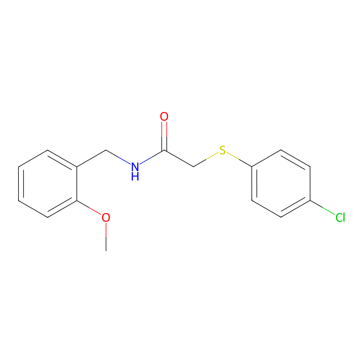 2-[(4-chlorophenyl)sulfanyl]-N-(2-methoxybenzyl)acetamide molecular structure, CAS 311789-50-1