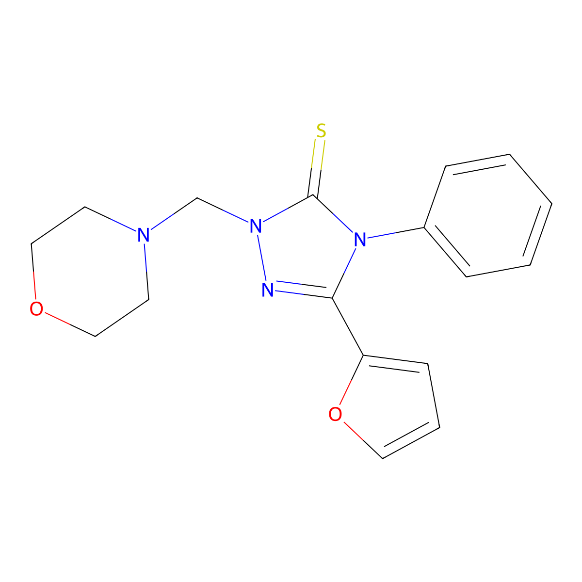 5-(2-Furanyl)-2,4-dihydro-2-(4-morpholinylmethyl)-4-phenyl-3H-1,2,4-triazole-3-thione molecular structure, CAS 311789-95-4