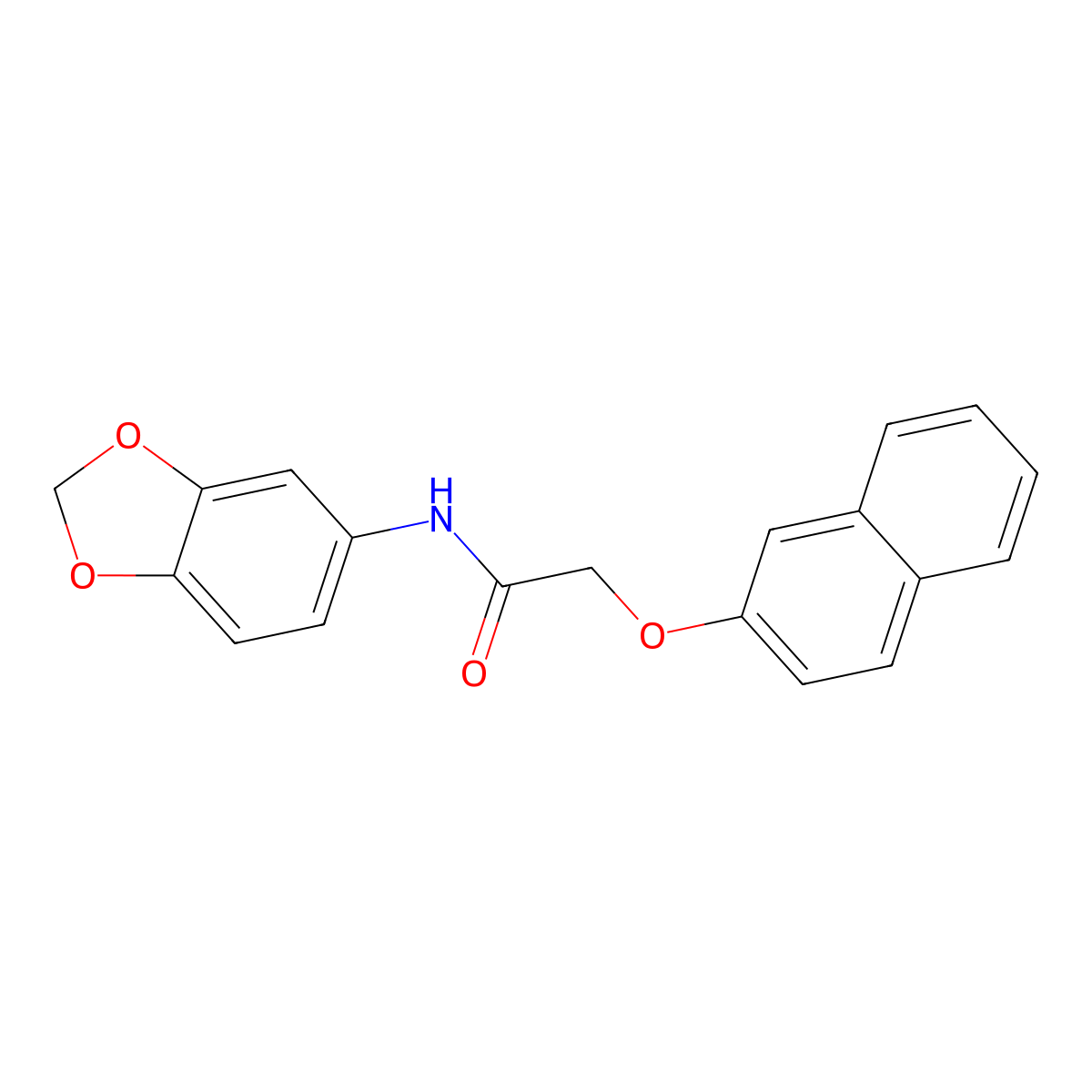 N-(1,3-benzodioxol-5-yl)-2-naphthalen-2-yloxyacetamide molecular structure, CAS 311790-63-3