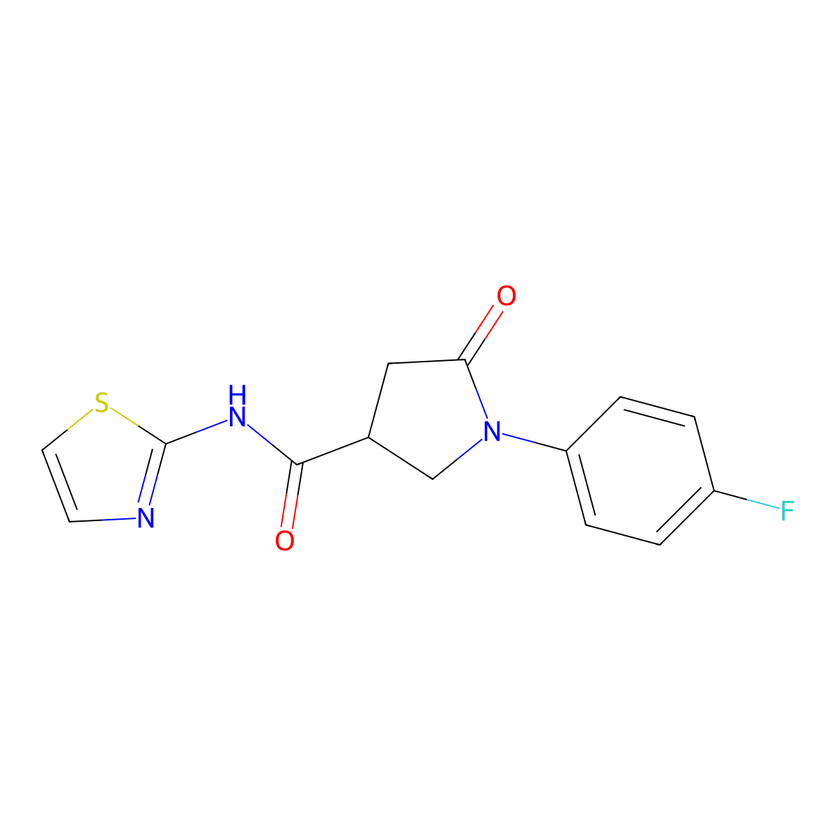 1-(4-fluorophenyl)-5-oxo-N-(1,3-thiazol-2-yl)-3-pyrrolidinecarboxamide molecular structure, CAS 311791-19-2