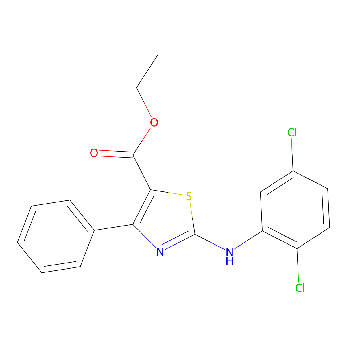 Ethyl 2-(2,5-dichloroanilino)-4-phenyl-1,3-thiazole-5-carboxylate molecular structure, CAS 311791-26-1