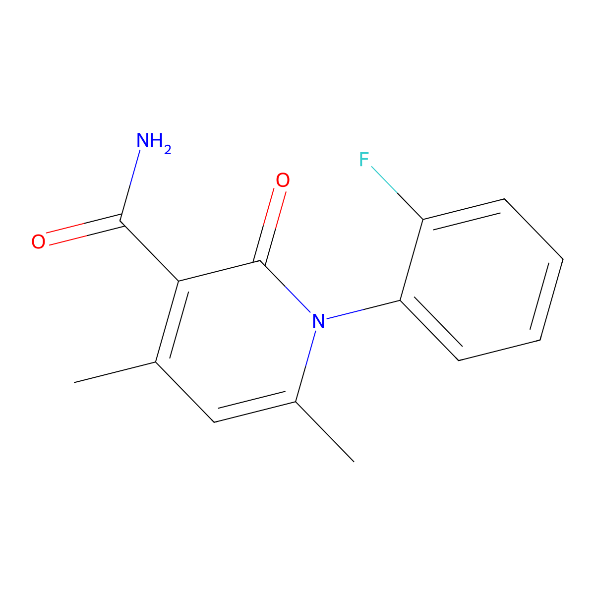 1-(2-Fluorophenyl)-4,6-dimethyl-2-oxo-1,2-dihydro-3-pyridinecarboxamide molecular structure, CAS 311791-37-4