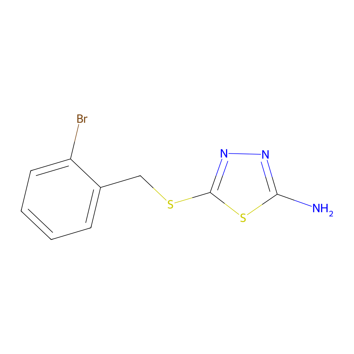 5-[(2-Bromophenyl)methylthio]-1,3,4-thiadiazole-2-ylamine molecular structure, CAS 311791-69-2