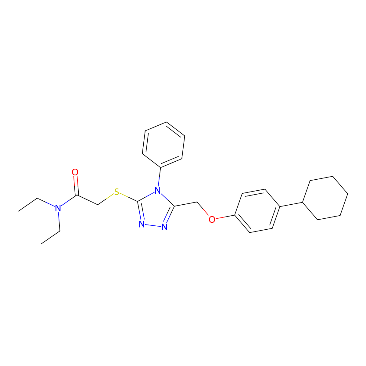 2-({5-[(4-cyclohexylphenoxy)methyl]-4-phenyl-4H-1,2,4-triazol-3-yl}sulfanyl)-N,N-diethylacetamide molecular structure, CAS 311791-72-7