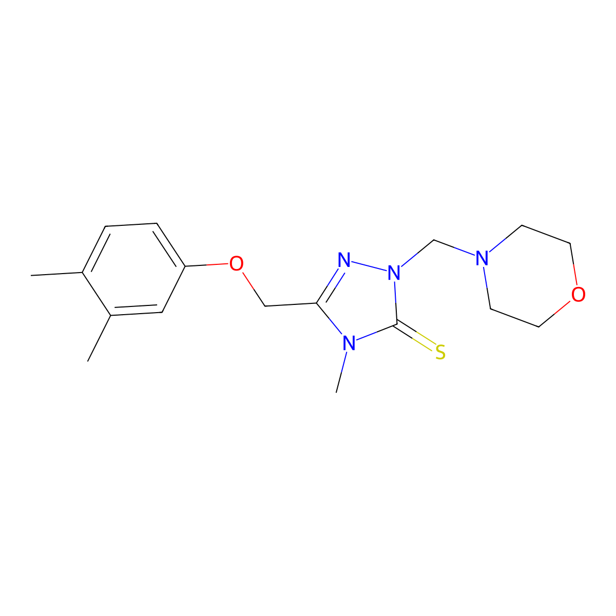 5-[(3,4-Dimethylphenoxy)methyl]-4-methyl-2-(morpholin-4-ylmethyl)-1,2,4-triazole-3-thione molecular structure, CAS 311791-78-3