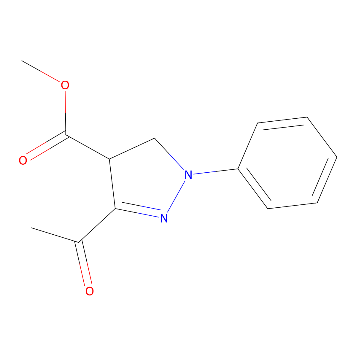 methyl 3-acetyl-1-phenyl-4,5-dihydro-1H-pyrazole-4-carboxylate molecular structure, CAS 311791-88-5