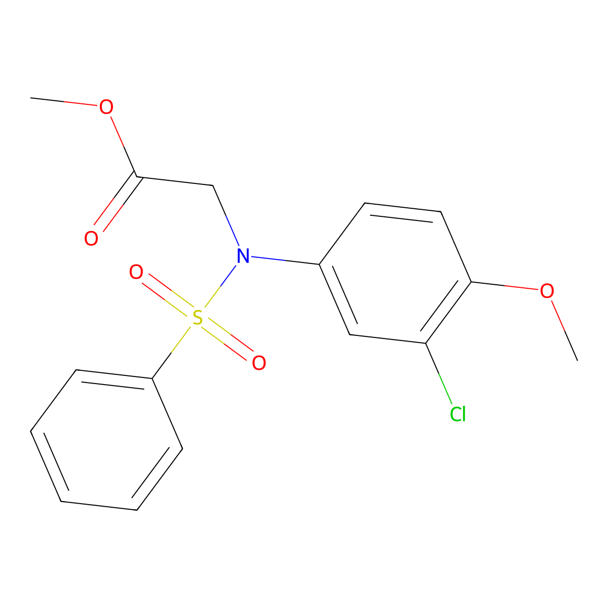 Methyl [3-chloro-4-methoxy(phenylsulfonyl)anilino]acetate molecular structure, CAS 311791-90-9