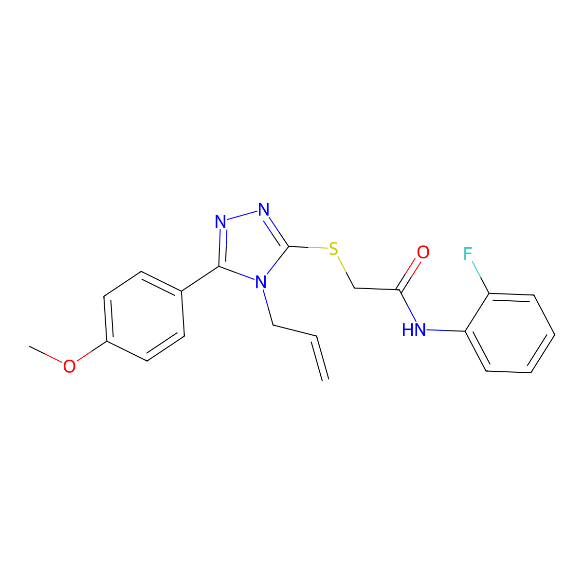 N-(2-fluorophenyl)-2-[[5-(4-methoxyphenyl)-4-prop-2-enyl-1,2,4-triazol-3-yl]sulfanyl]acetamide molecular structure, CAS 311792-60-6