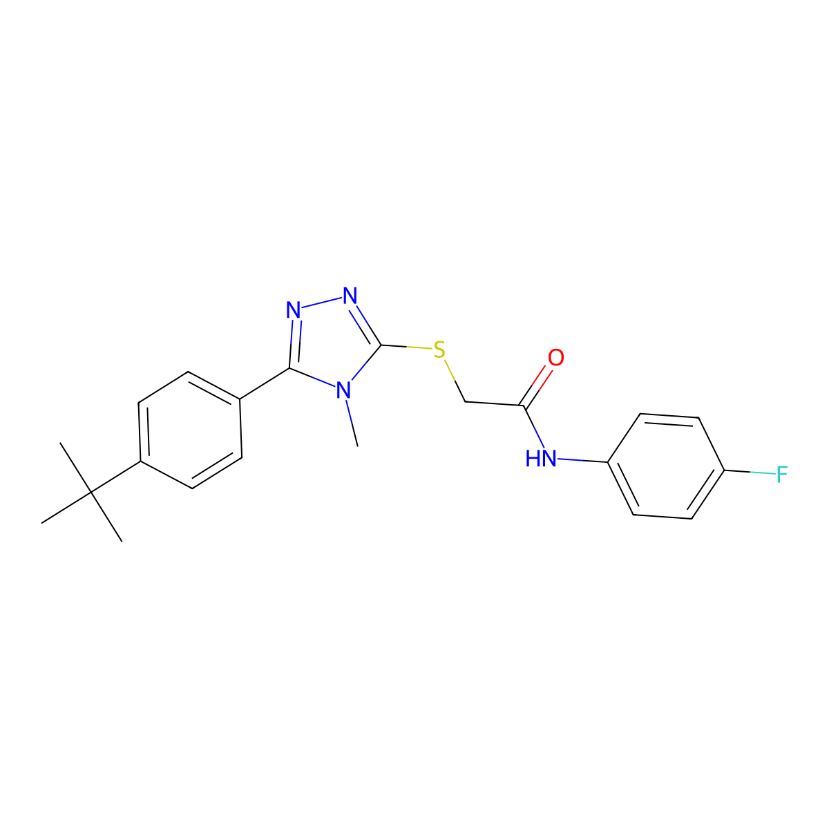 2-{[5-(4-tert-butylphenyl)-4-methyl-4H-1,2,4-triazol-3-yl]sulfanyl}-N-(4-fluorophenyl)acetamide molecular structure, CAS 311792-61-7