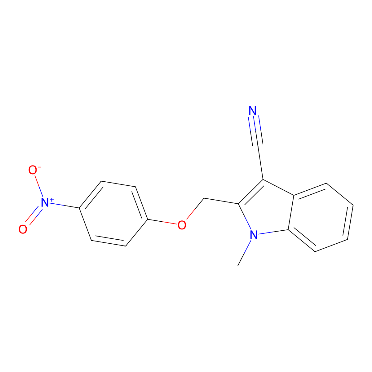 1-methyl-2-[(4-nitrophenoxy)methyl]-1H-indole-3-carbonitrile molecular structure, CAS 311792-77-5