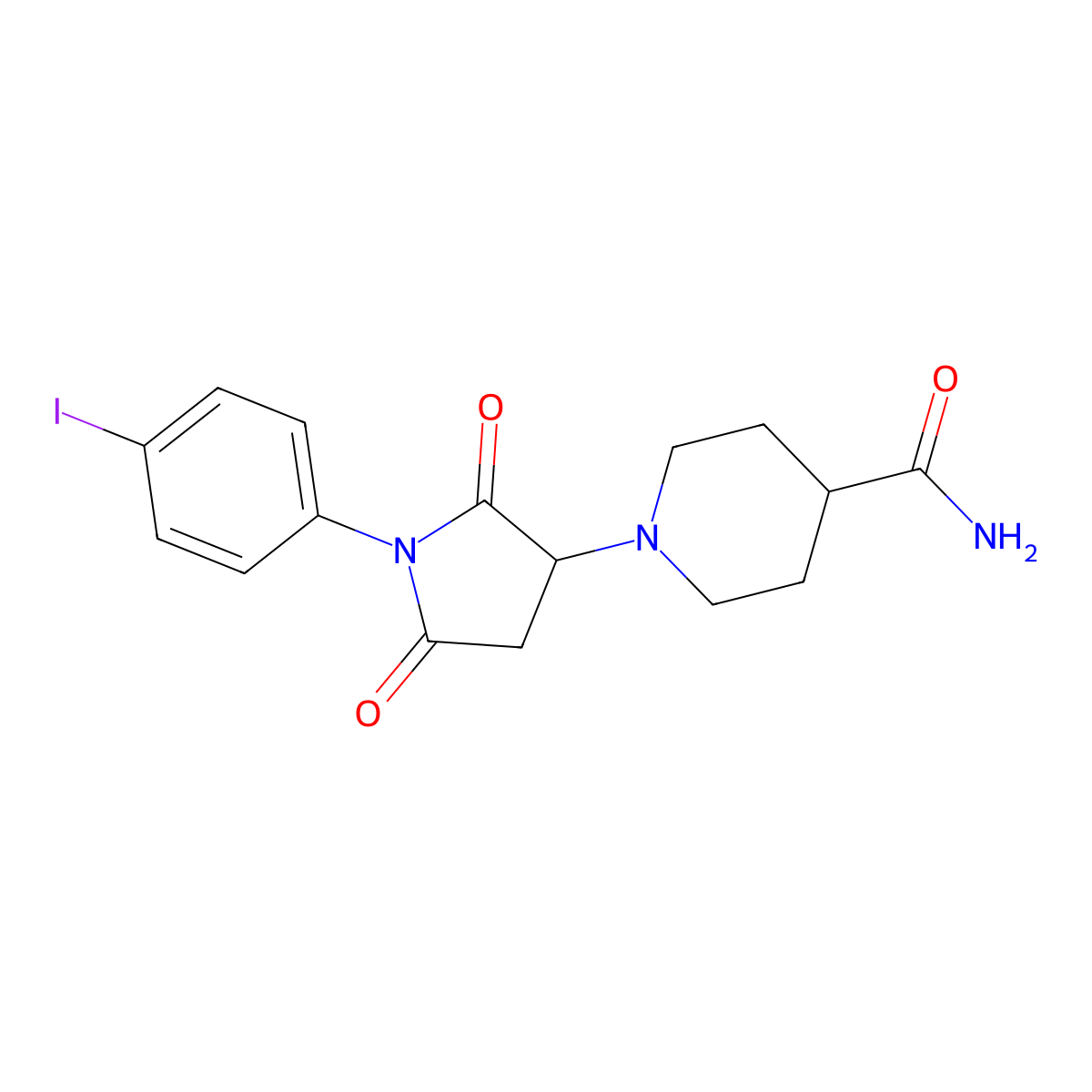 1-[1-(4-Iodophenyl)-2,5-dioxopyrrolidin-3-yl]piperidine-4-carboxamide molecular structure, CAS 311792-96-8