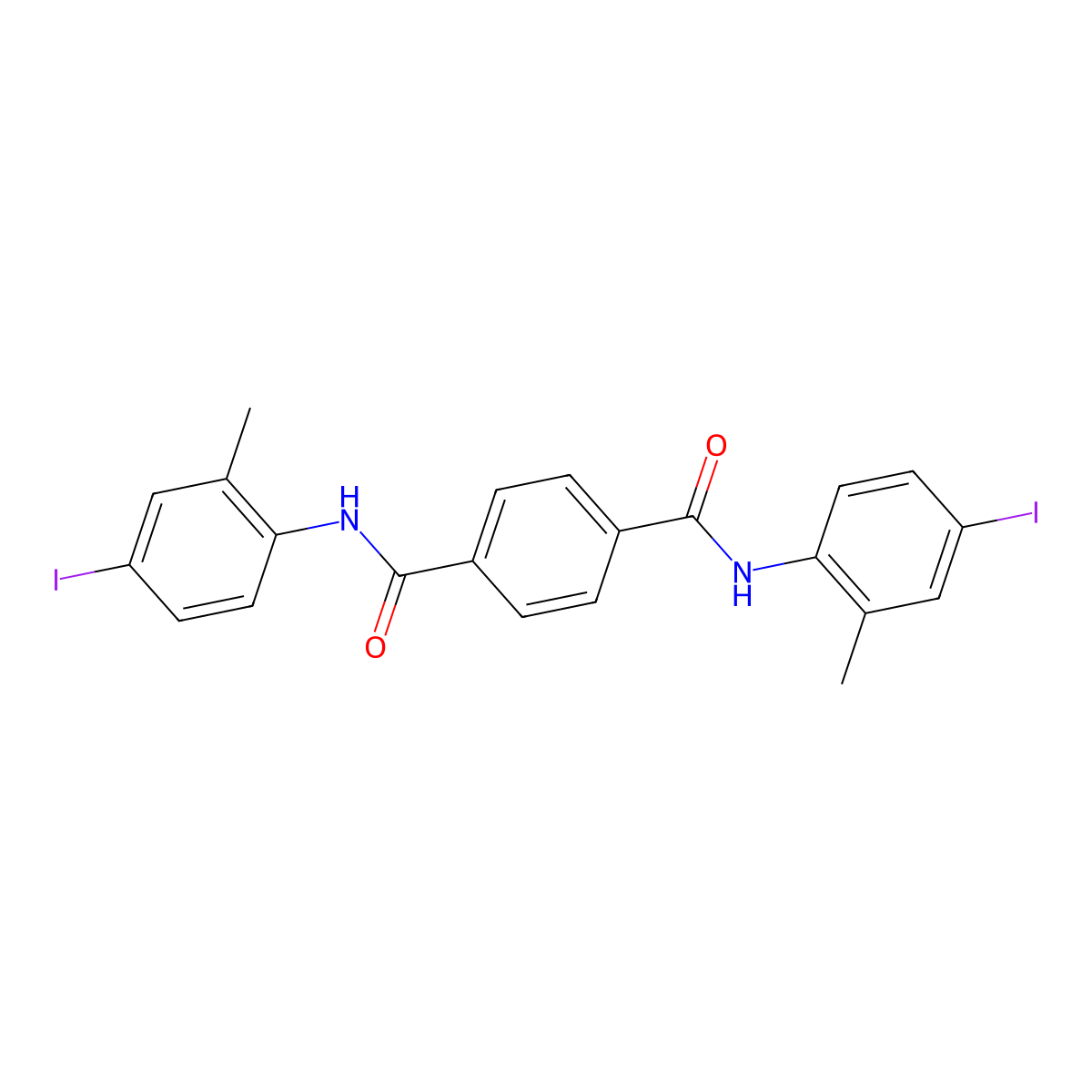 1-N,4-N-bis(4-iodo-2-methylphenyl)benzene-1,4-dicarboxamide molecular structure, CAS 311793-13-2