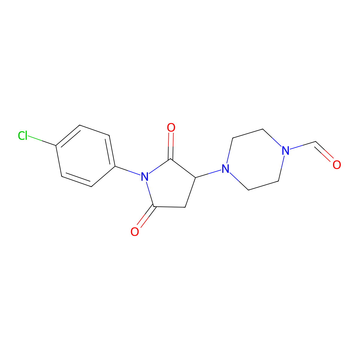 4-[1-(4-Chlorophenyl)-2,5-dioxo-3-pyrrolidinyl]-1-piperazinecarbaldehyde molecular structure, CAS 311793-29-0