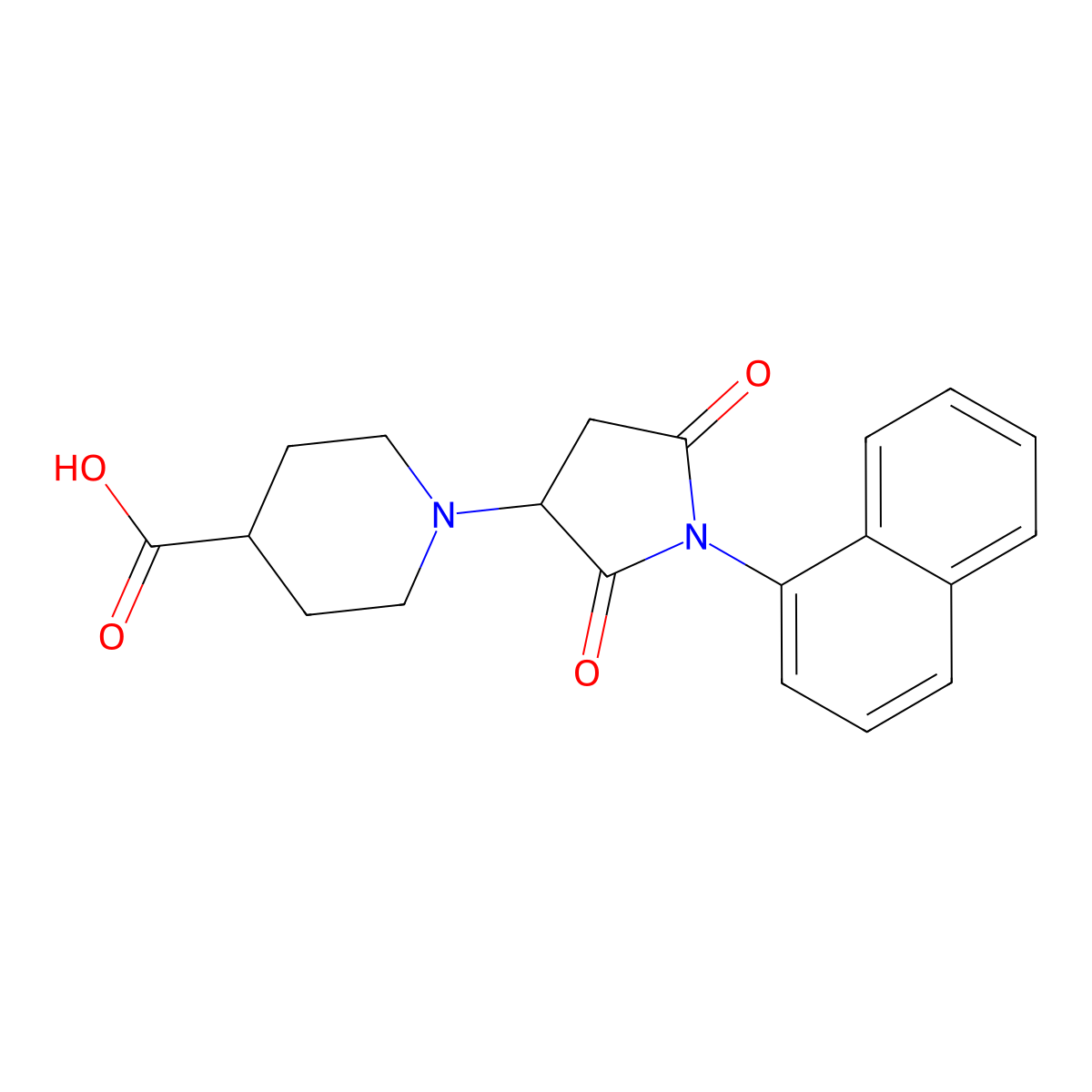 1-[1-(1-Naphthyl)-2,5-dioxo-3-pyrrolidinyl]-4-piperidinecarboxylic acid molecular structure, CAS 311793-38-1