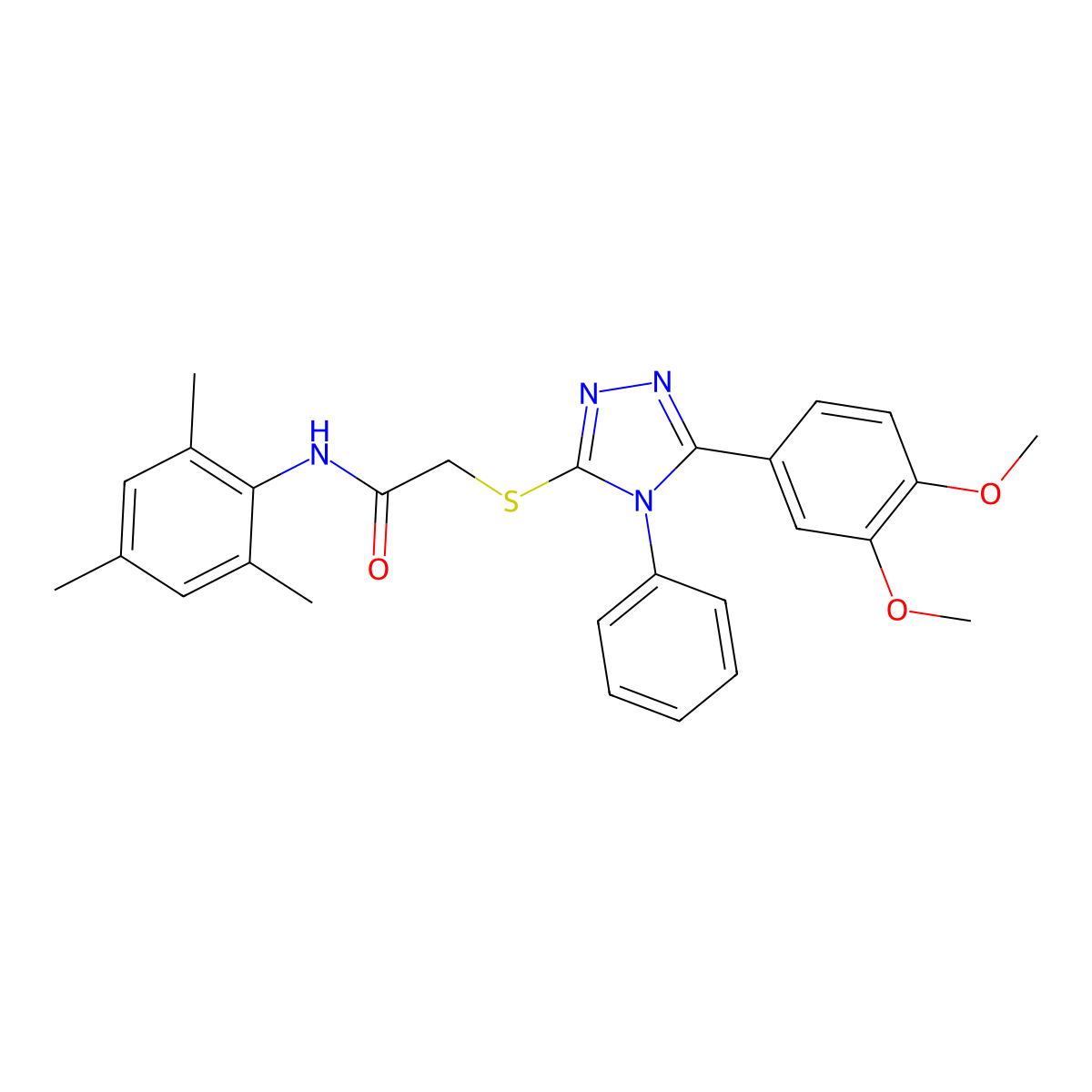 2-[[5-(3,4-dimethoxyphenyl)-4-phenyl-1,2,4-triazol-3-yl]sulfanyl]-N-(2,4,6-trimethylphenyl)acetamide molecular structure, CAS 311793-53-0