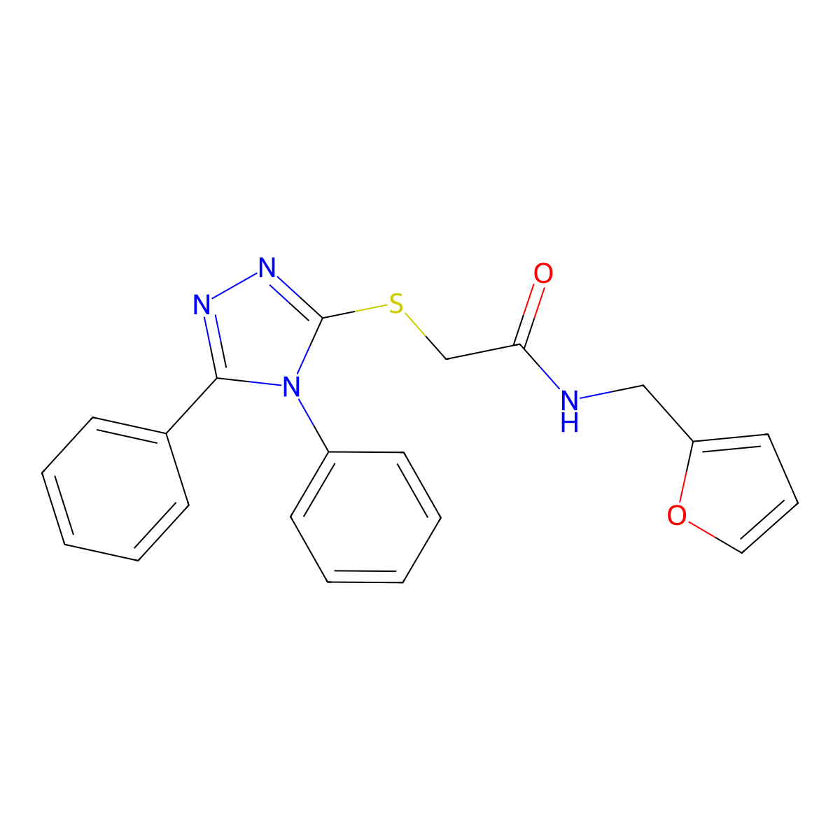 2-[(4,5-diphenyl-1,2,4-triazol-3-yl)sulfanyl]-N-(furan-2-ylmethyl)acetamide molecular structure, CAS 311793-77-8