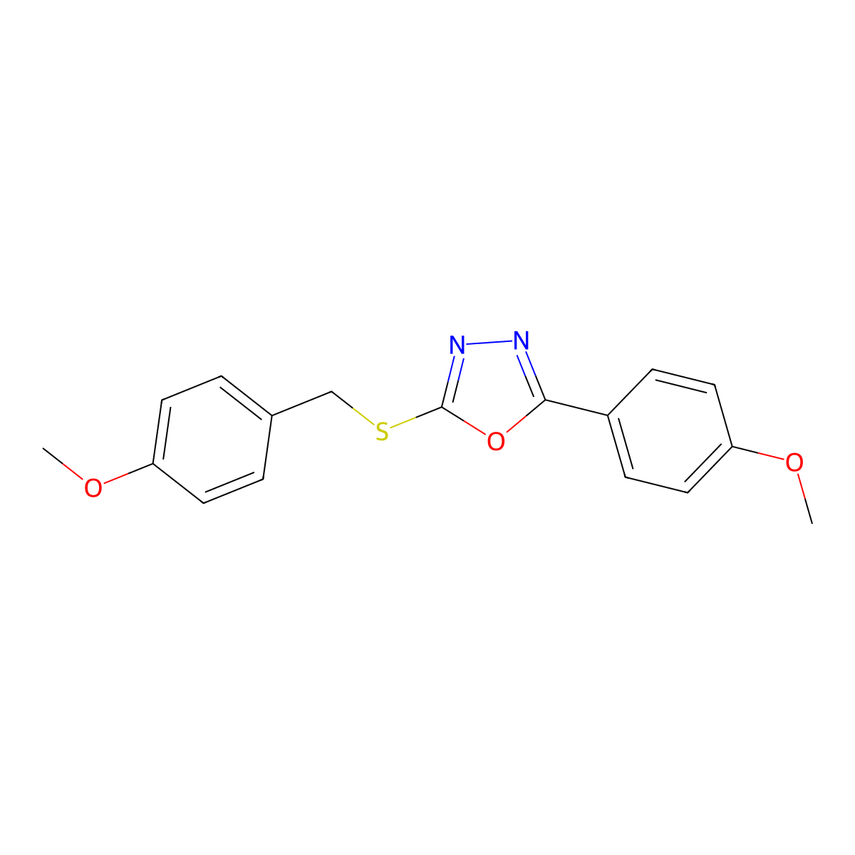 2-[(4-Methoxybenzyl)sulfanyl]-5-(4-methoxyphenyl)-1,3,4-oxadiazole molecular structure, CAS 311793-82-5