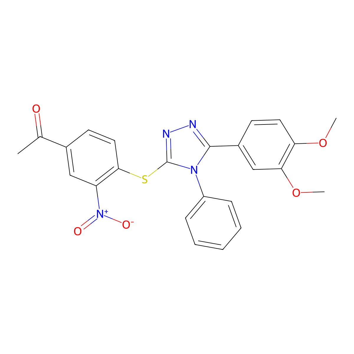 1-[4-[[5-(3,4-Dimethoxyphenyl)-4-phenyl-1,2,4-triazol-3-yl]sulfanyl]-3-nitrophenyl]ethanone molecular structure, CAS 311793-86-9