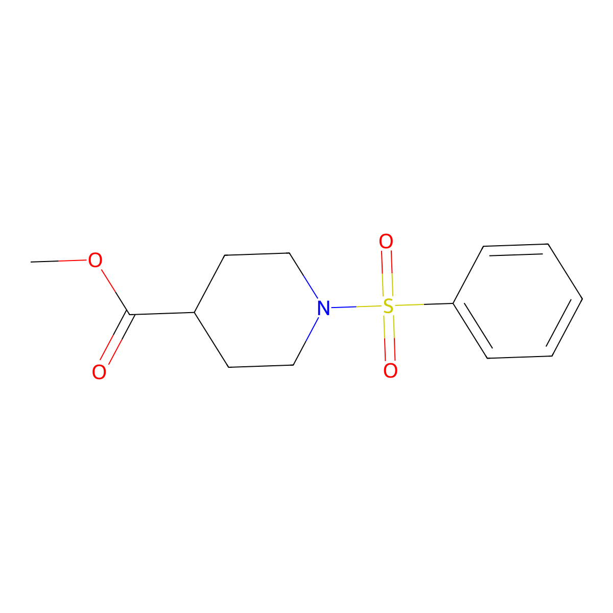 Methyl 1-(phenylsulfonyl)-4-piperidinecarboxylate molecular structure, CAS 311794-15-7