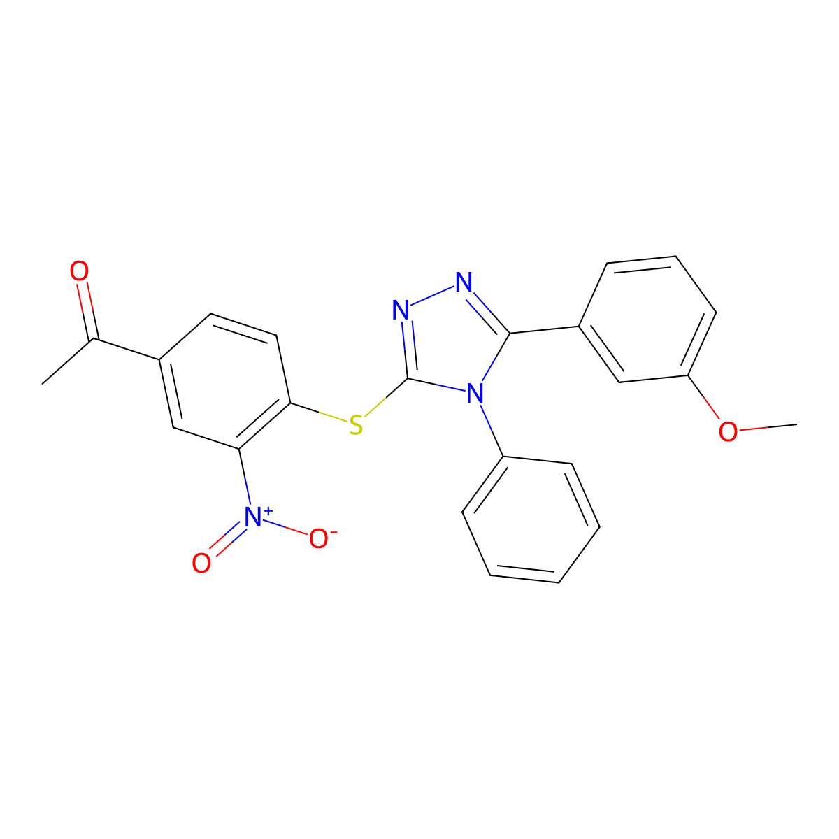 1-[4-[[5-(3-Methoxyphenyl)-4-phenyl-1,2,4-triazol-3-yl]sulfanyl]-3-nitrophenyl]ethanone molecular structure, CAS 311794-92-0