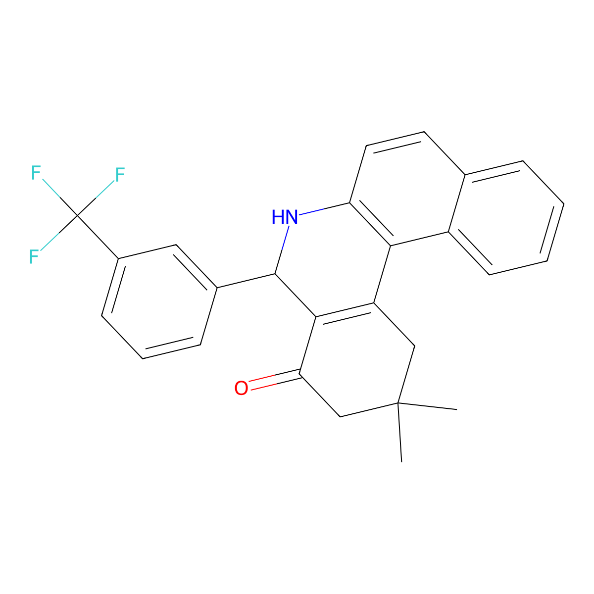 2,2-Dimethyl-5-[3-(trifluoromethyl)phenyl]-2,3,5,6-tetrahydrobenzo[a]phenanthridin-4(1H)-one molecular structure, CAS 311795-36-5