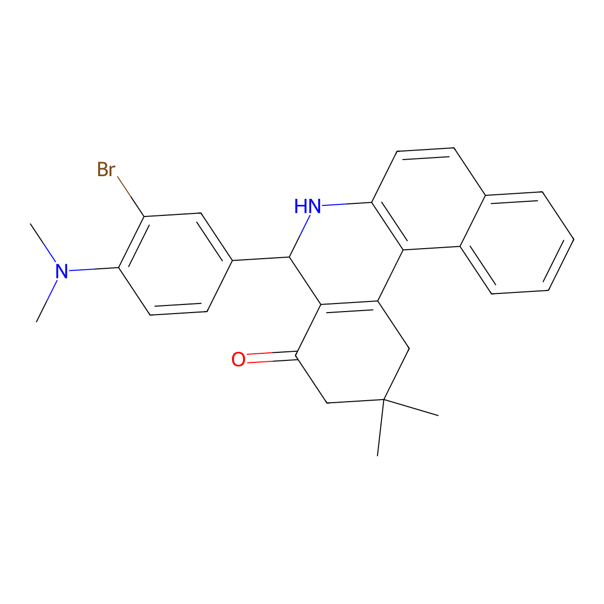 5-(3-bromo-4-(dimethylamino)phenyl)-2,2-dimethyl-2,3,5,6-tetrahydrobenzo(a)phenanthridin-4(1H)-one molecular structure, CAS 311795-38-7