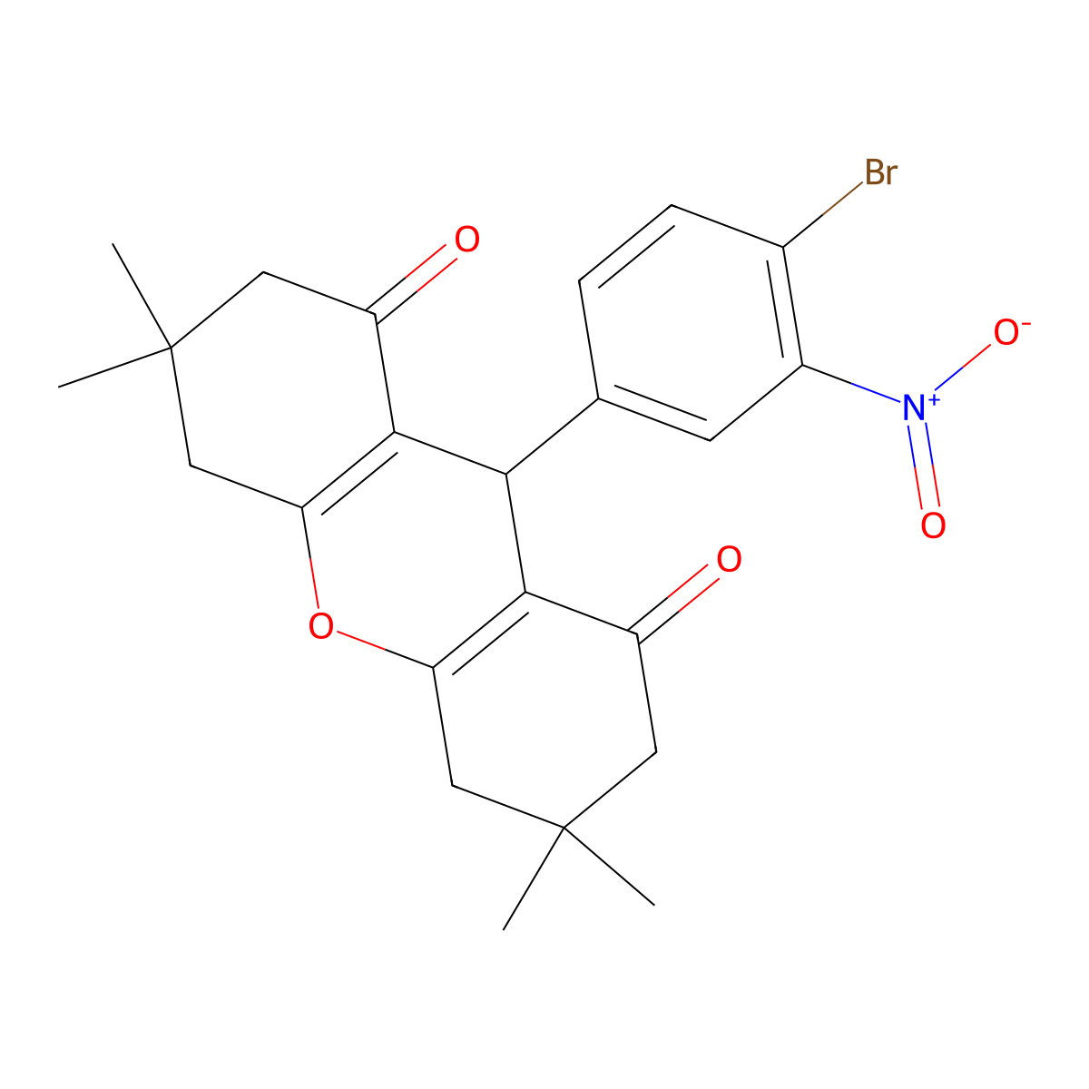 9-(4-bromo-3-nitrophenyl)-3,3,6,6-tetramethyl-4,5,7,9-tetrahydro-2H-xanthene-1,8-dione molecular structure, CAS 311795-49-0