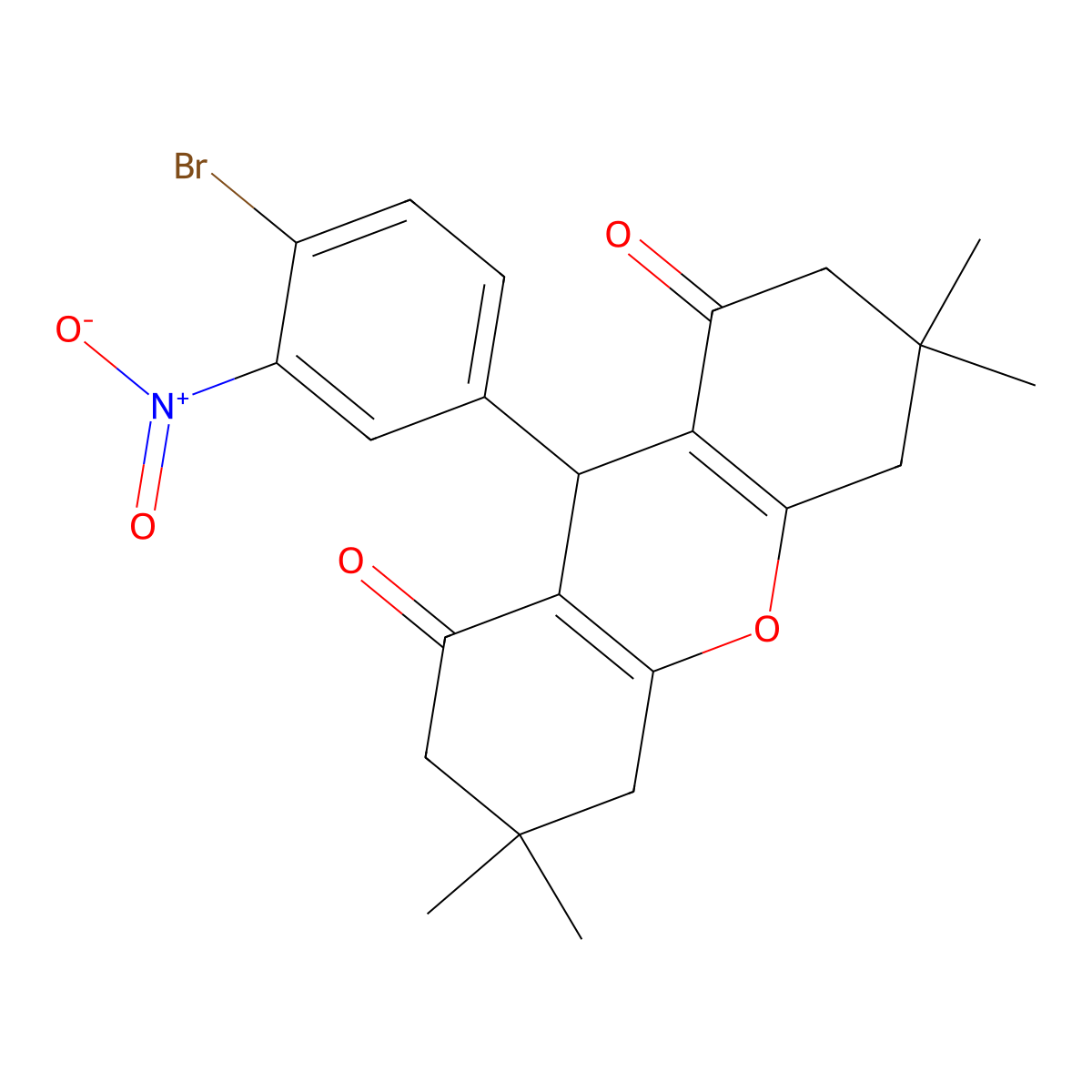9-(4-bromo-3-nitrophenyl)-3,3,6,6-tetramethyl-4,5,7,9-tetrahydro-2H-xanthene-1,8-dione molecular structure, CAS 311795-49-0