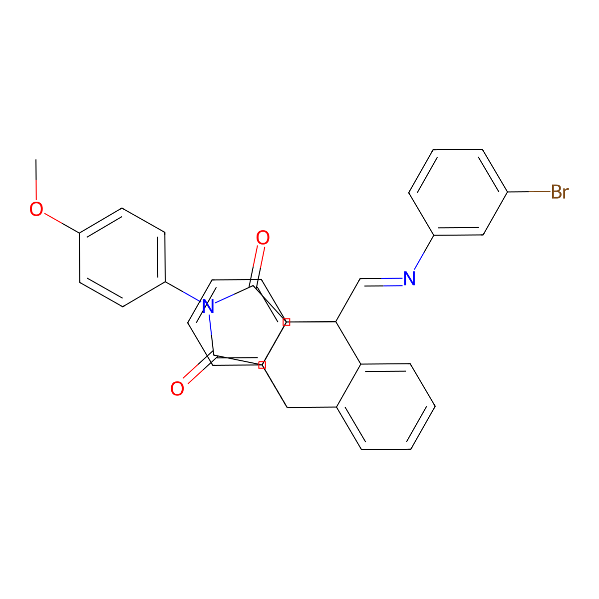 1-{(Z)-[(3-bromophenyl)imino]methyl}-17-(4-methoxyphenyl)-17-azapentacyclo[6.6.5.0~2,7~.0~9,14~.0~15,19~]nonadeca-2,4,6,9,11,13-hexaene-16,18-dione molecular structure, CAS 311796-13-1