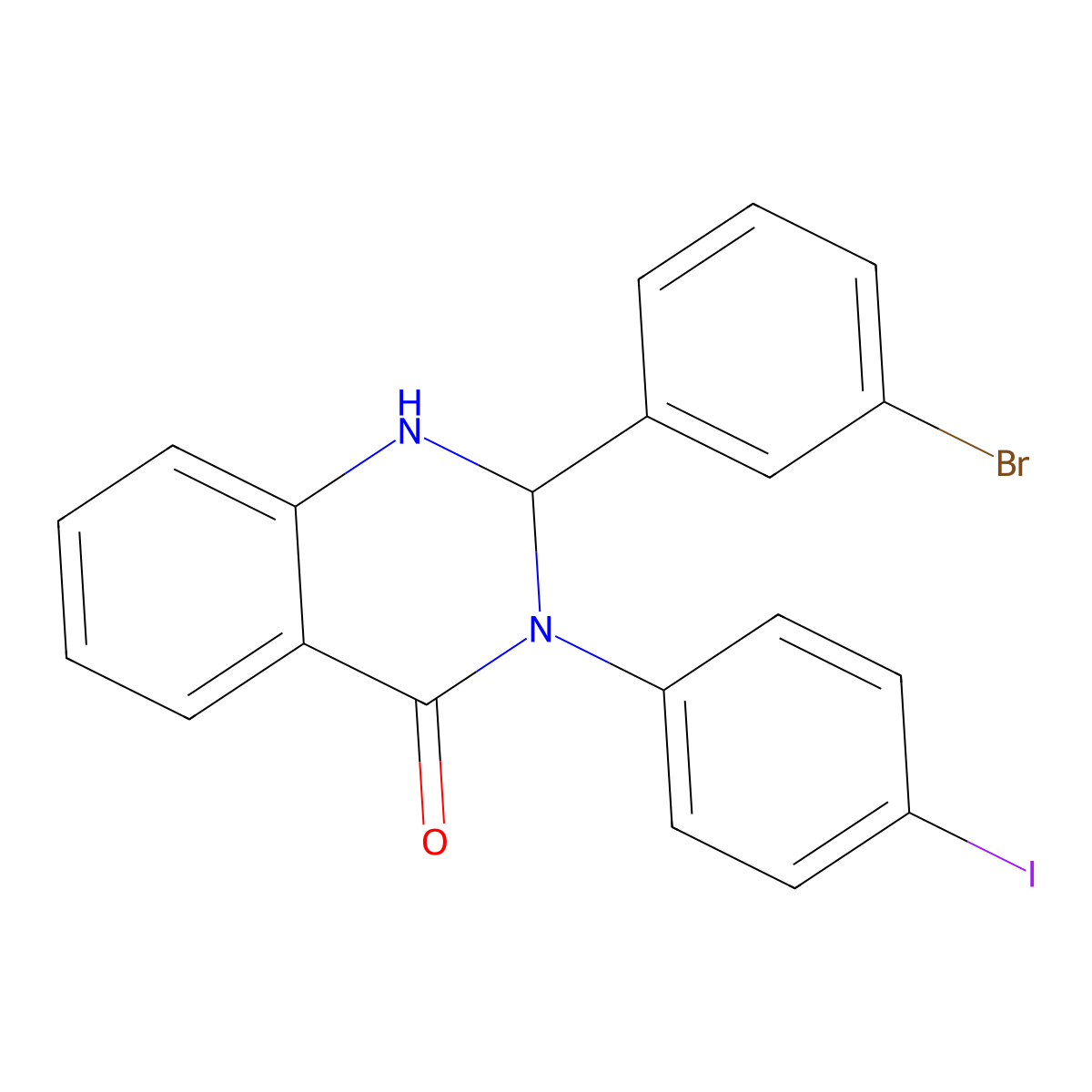 2-(3-bromophenyl)-3-(4-iodophenyl)-2,3-dihydro-4(1H)-quinazolinone molecular structure, CAS 311796-14-2