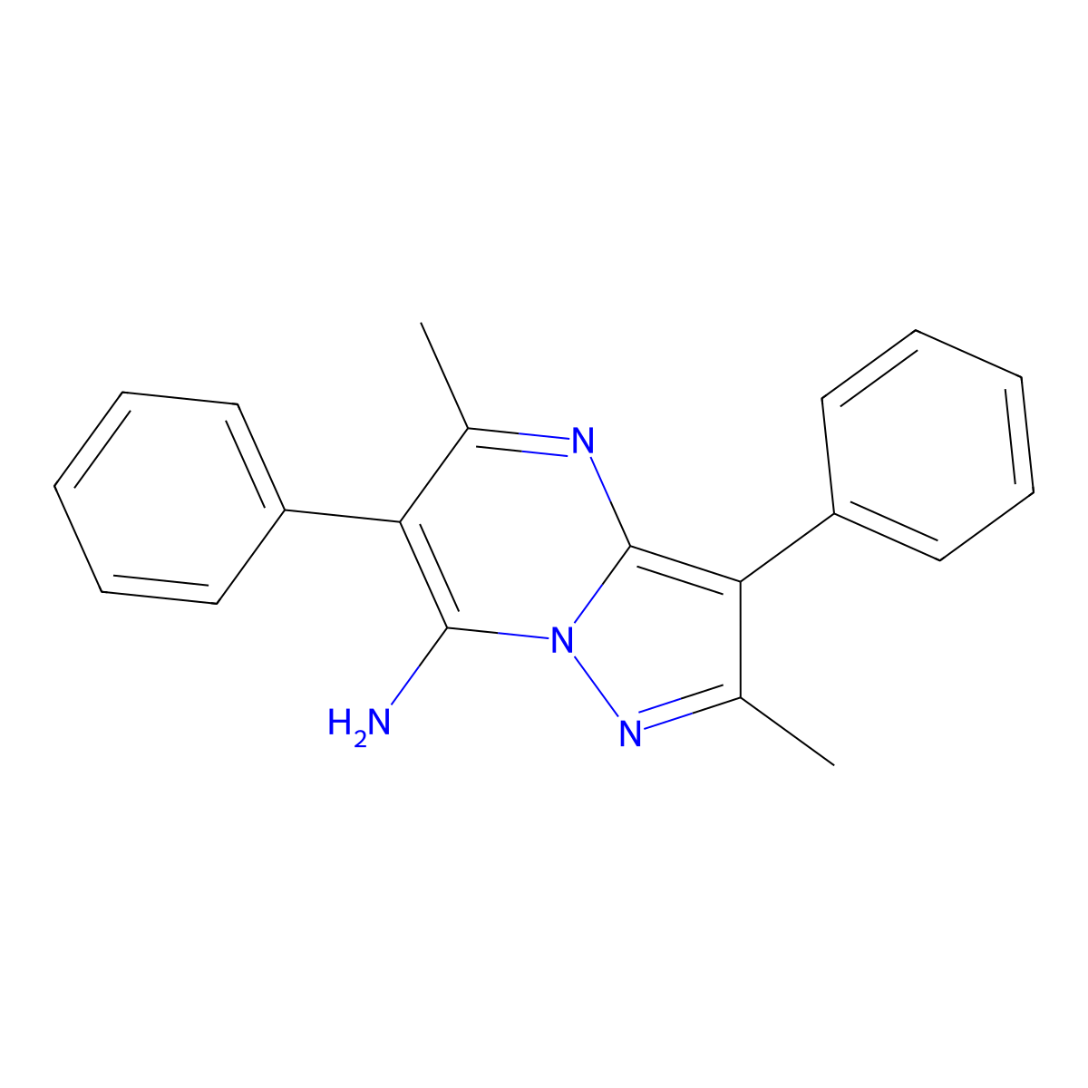2,5-Dimethyl-3,6-diphenylpyrazolo[1,5-a]pyrimidin-7-amine molecular structure, CAS 311796-44-8