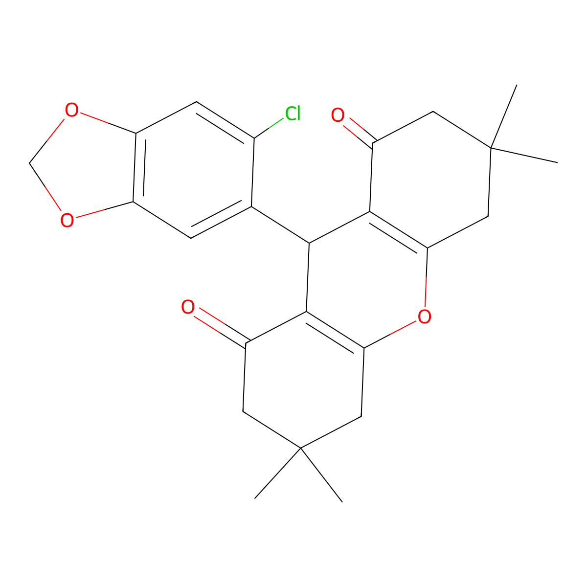 9-(6-chloro-1,3-benzodioxol-5-yl)-3,3,6,6-tetramethyl-4,5,7,9-tetrahydro-2H-xanthene-1,8-dione molecular structure, CAS 311796-82-4