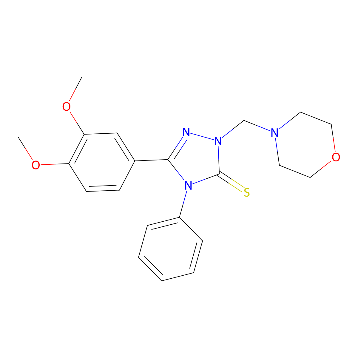 5-(3,4-Dimethoxyphenyl)-2-(morpholin-4-ylmethyl)-4-phenyl-1,2,4-triazole-3-thione molecular structure, CAS 311796-96-0