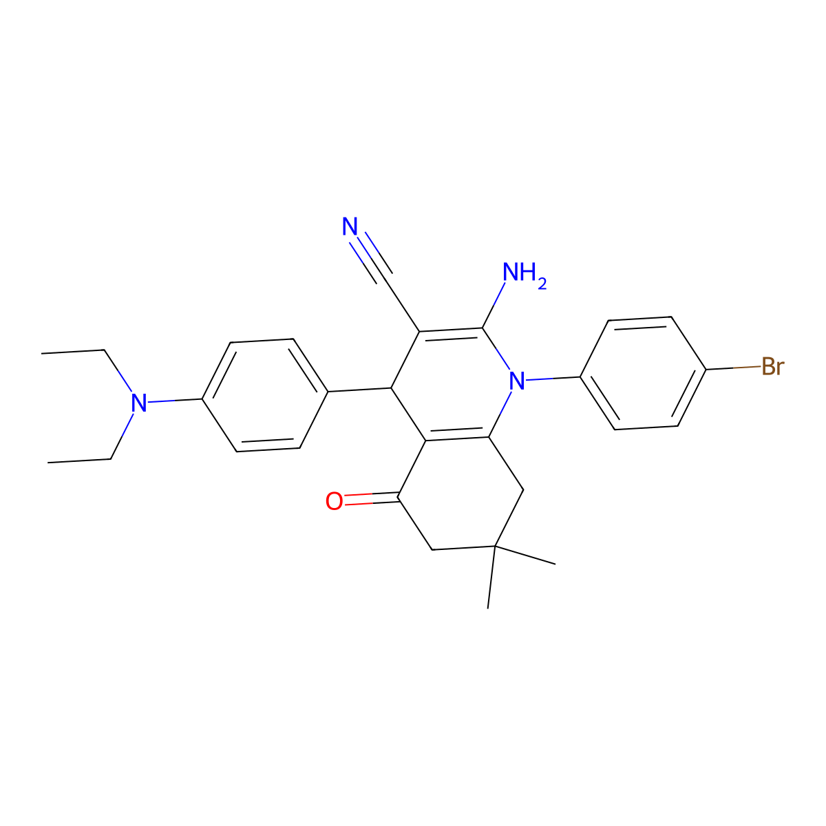 2-Amino-1-(4-bromophenyl)-4-[4-(diethylamino)phenyl]-7,7-dimethyl-5-oxo-1,4,5,6,7,8-hexahydro-3-quinolinecarbonitrile molecular structure, CAS 311797-78-1