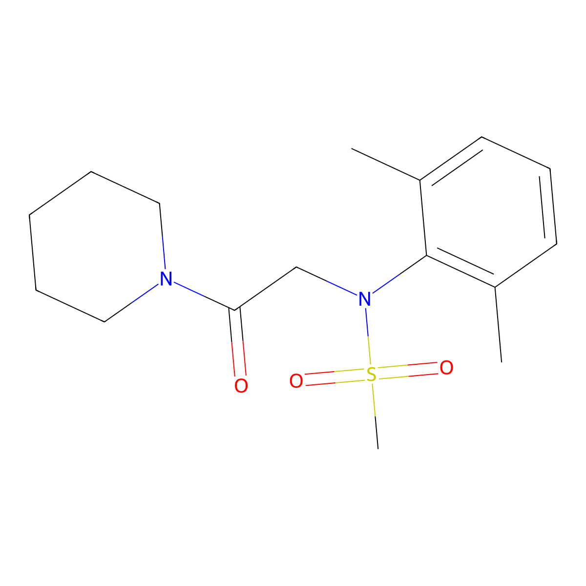 N-(2,6-dimethylphenyl)-N-(2-oxo-2-piperidin-1-ylethyl)methanesulfonamide molecular structure, CAS 311798-22-8